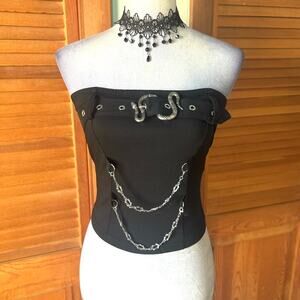 Goth Punk Emo Industrial Witchcore Visual Kei Snake Charmer Chain & Buckle Top
